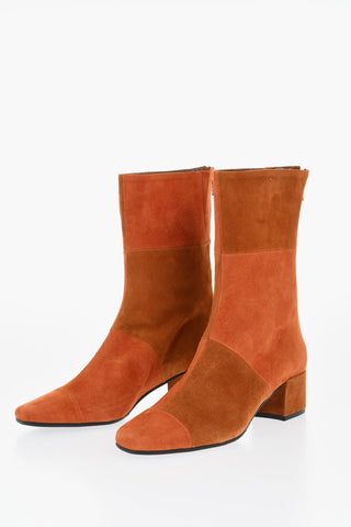 Suede Ankle Boots ESTIME GO with Patchwork Design 5cm