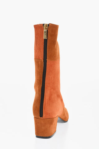 Suede Ankle Boots ESTIME GO with Patchwork Design 5cm