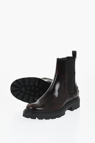 Brushed Leather Chelsea Booties