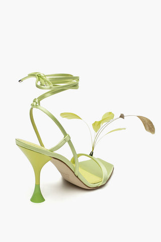 Satin Sandals KIMI with Decorative Feathers 10cm