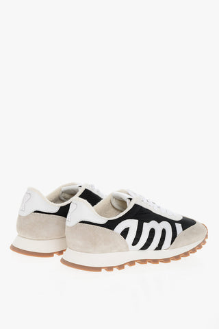 Suede and Fabric Sneakers with Logo Patch