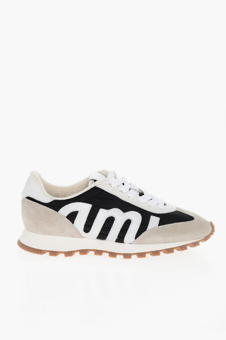 Suede and Fabric Sneakers with Logo Patch