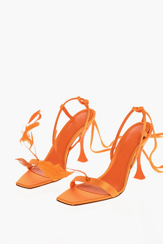 Satin Sandals KIMI with Decorative Feathers 10cm