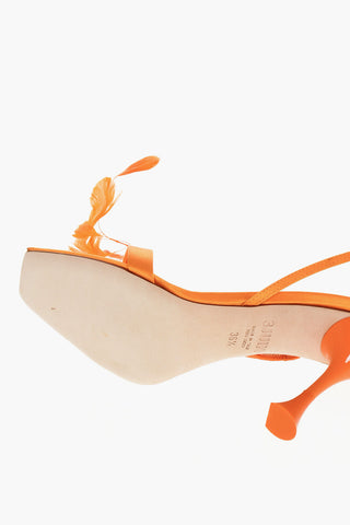 Satin Sandals KIMI with Decorative Feathers 10cm