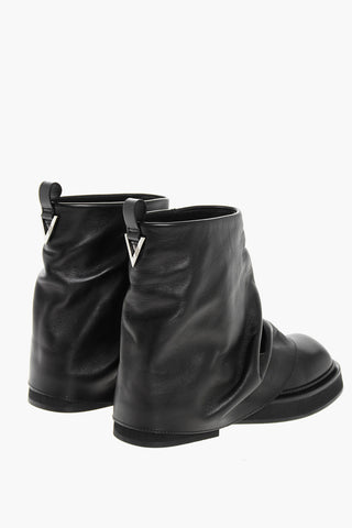Solid Color Leather Boots with Squared Toe