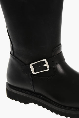 Leather Boots with Double Buckle
