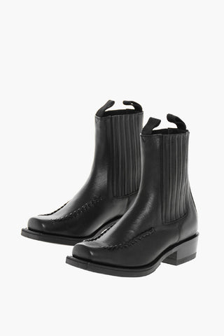 Leather Chelsea Boots with Square Toe 3cm