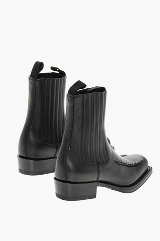Leather Chelsea Boots with Square Toe 3cm