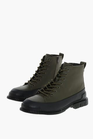 Leather MUGELLO Combat Boots with Track Sole