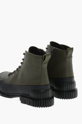 Leather MUGELLO Combat Boots with Track Sole