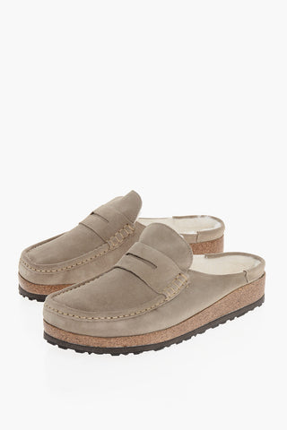 Suede Leather Sabot with Inner Fur