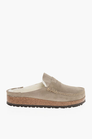 Suede Leather Sabot with Inner Fur