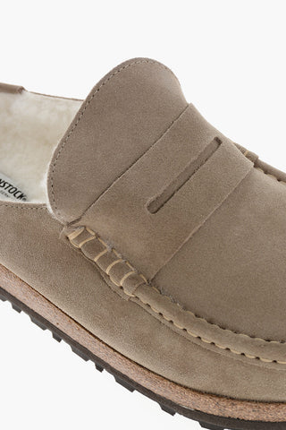 Suede Leather Sabot with Inner Fur