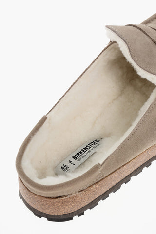 Suede Leather Sabot with Inner Fur