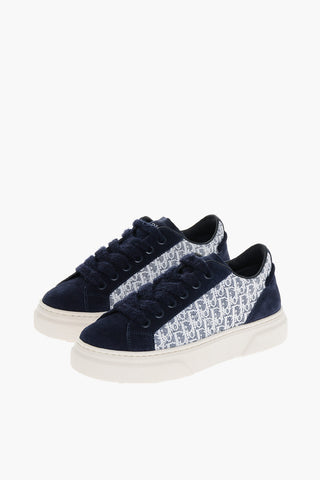 Suede and Jacquard Low-Top Sneakers
