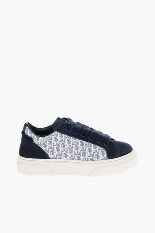 Suede and Jacquard Low-Top Sneakers
