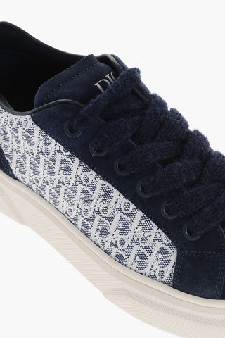 Suede and Jacquard Low-Top Sneakers