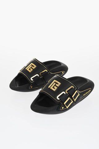 Padded Leather B-IT Sandals with Zip Details