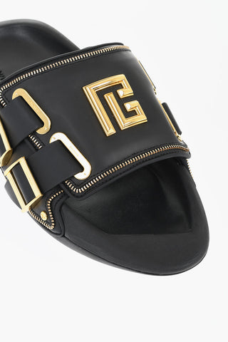 Padded Leather B-IT Sandals with Zip Details