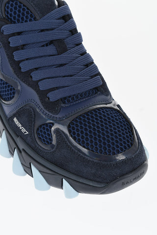 Suede and Mesh B-EAST Low Top Sneakers with Contrasting Details