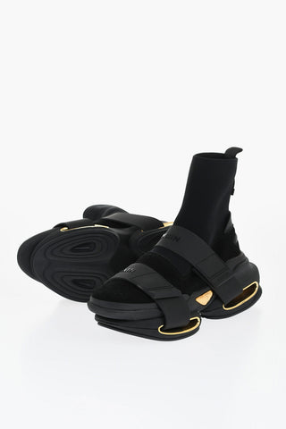 Suede and Fabric Sock Sneakers B BOLD with Gold Details