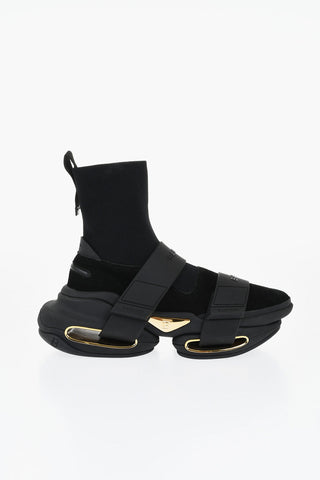 Suede and Fabric Sock Sneakers B BOLD with Gold Details