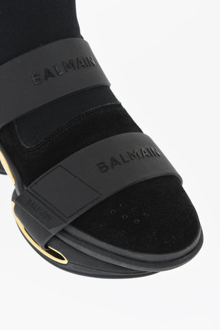 Suede and Fabric Sock Sneakers B BOLD with Gold Details