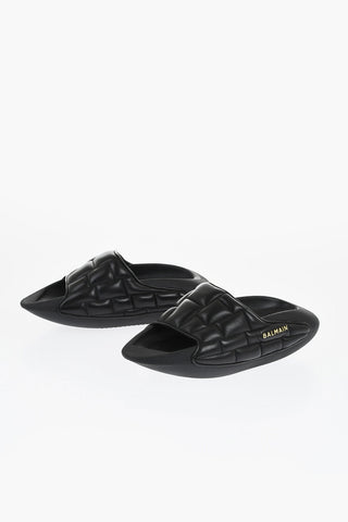Quilted Leather Sandals B-IT with Gold Logo and Chunky Sole