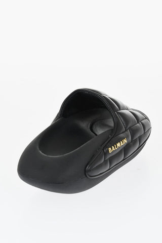 Quilted Leather Sandals B-IT with Gold Logo and Chunky Sole
