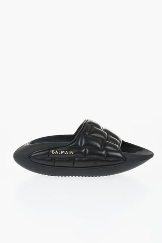 Quilted Leather Sandals B-IT with Gold Logo and Chunky Sole