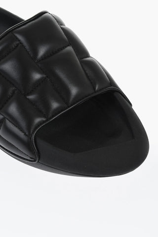 Quilted Leather Sandals B-IT with Gold Logo and Chunky Sole