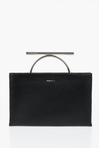 Textured Leather Pouch with Metal Detail
