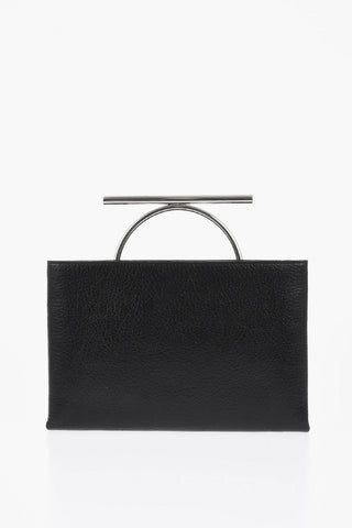 Textured Leather Pouch with Metal Detail