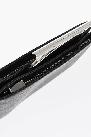 Textured Leather Pouch with Metal Detail