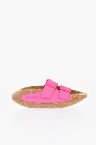 Leather Sandals B-IT with Double Buckle and Chunky Cork Sole