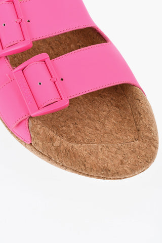 Leather Sandals B-IT with Double Buckle and Chunky Cork Sole