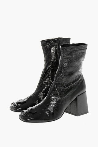 Vinyl REEDITION Ankle Boots with Squared Toe and Embossed Monogram Heel 7cm