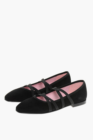 Suede TUTU Ballet Flats with Elastic Straps