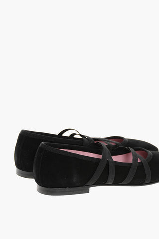Suede TUTU Ballet Flats with Elastic Straps
