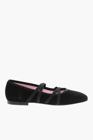 Suede TUTU Ballet Flats with Elastic Straps