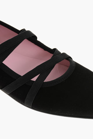 Suede TUTU Ballet Flats with Elastic Straps
