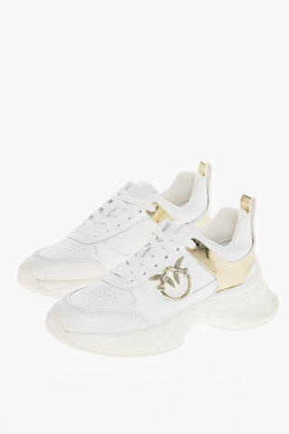 Leather and Fabric ARIEL 2.0 Low Top Sneakers with Mirrored Details and Metal Love Birds Logo