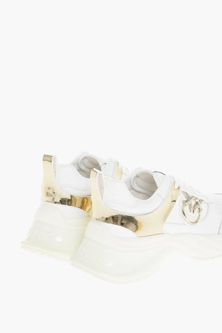Leather and Fabric ARIEL 2.0 Low Top Sneakers with Mirrored Details and Metal Love Birds Logo