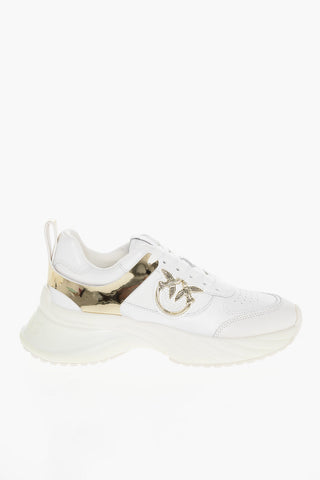 Leather and Fabric ARIEL 2.0 Low Top Sneakers with Mirrored Details and Metal Love Birds Logo