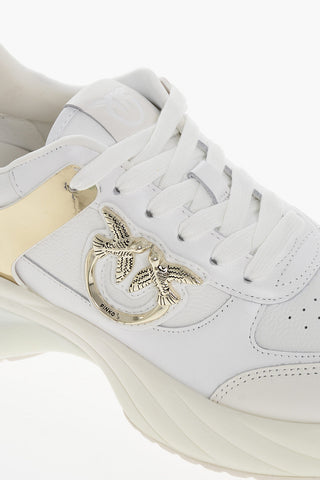 Leather and Fabric ARIEL 2.0 Low Top Sneakers with Mirrored Details and Metal Love Birds Logo