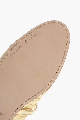 Metallic Leather Mary Jane Ballet Flats with Logoed Buckle