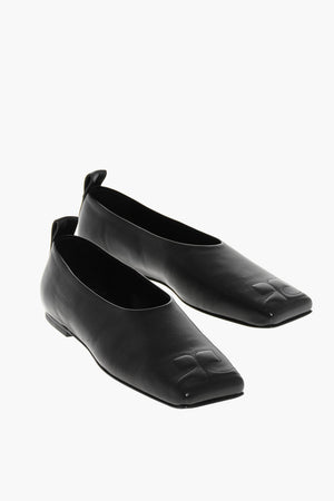 Leather Ballet Flats with Square Toe