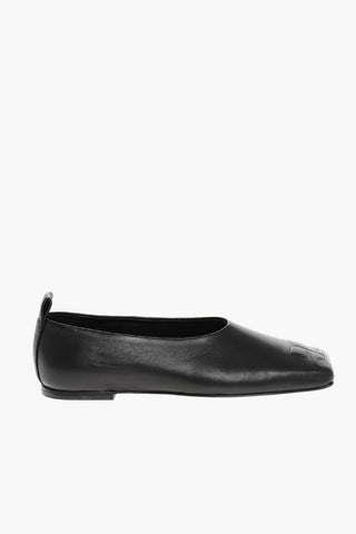 Leder-Ballerinas mit eckiger Spitze