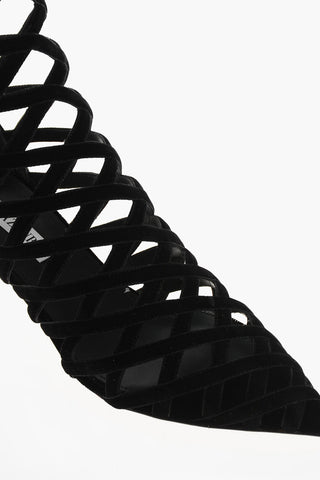 Solid Color ROMANCE Cut-Out Booties with Zip Closure Heel 5cm