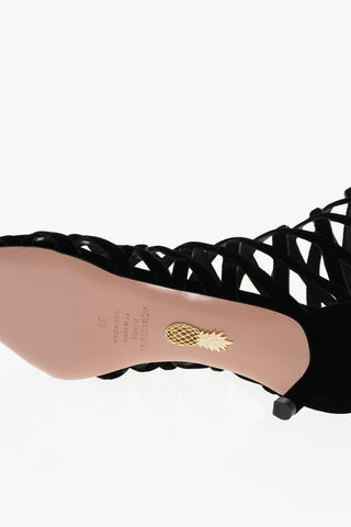 Solid Color ROMANCE Cut-Out Booties with Zip Closure Heel 5cm